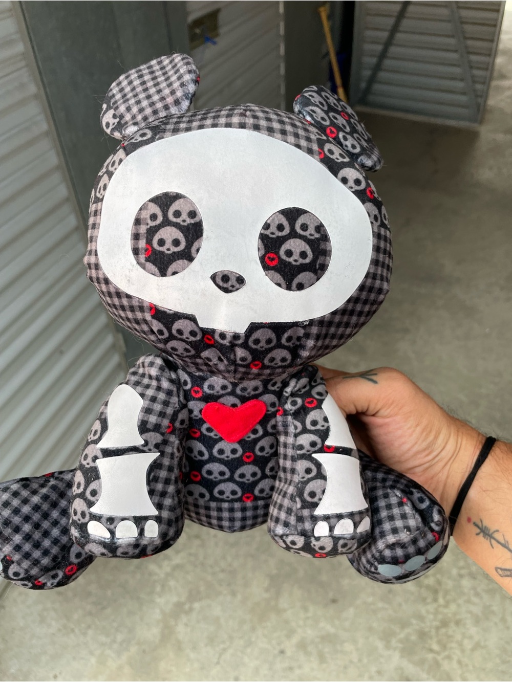 Skelanimals Chungkee Panda Plush Goth Emo Skeleton Skulls Plaid Toynami 10"